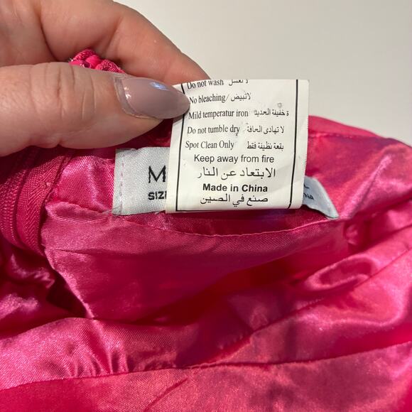 Mac Duggal Bright Pink Open Back Ruffle Shoulder Gown 67911 Sz 0 - Picture 9 of 13